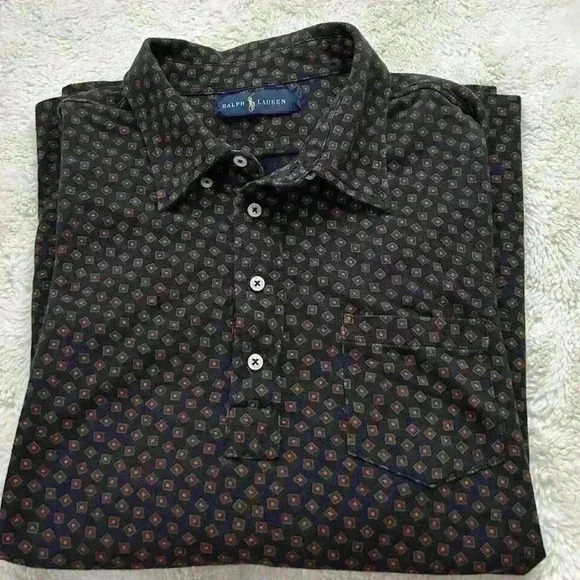 VTG Ralph Lauren Long Sleeve Polo Geometric‎ Pattern Size Men’s XXL - Picture 1 of 5
